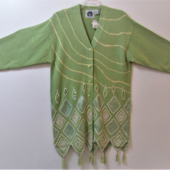 Storybook Knits Sweaters Storybook Knit Sweater Coat With Beading L